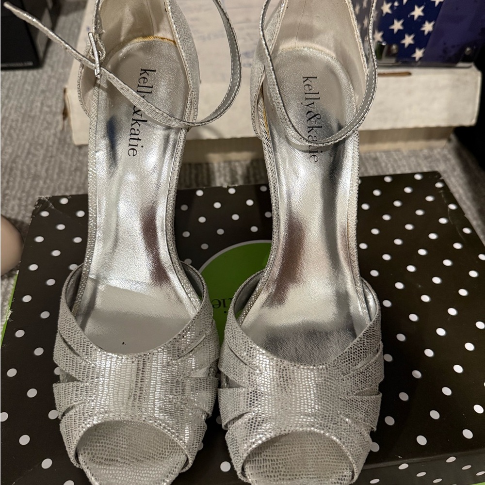 Kelly & Katie Shimmering Silver Heels